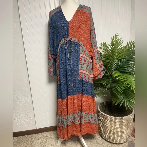 Zara | Dresses | Zara Bohemian Flowy Patchwork Maxi Dress Womens Large |  Poshmark